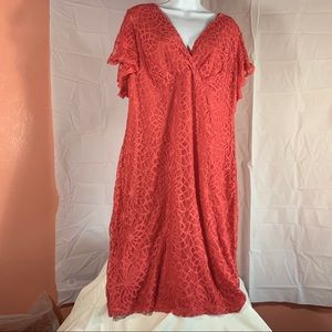 NWT CHAPS Pink Layered Dress Lace Flowing New